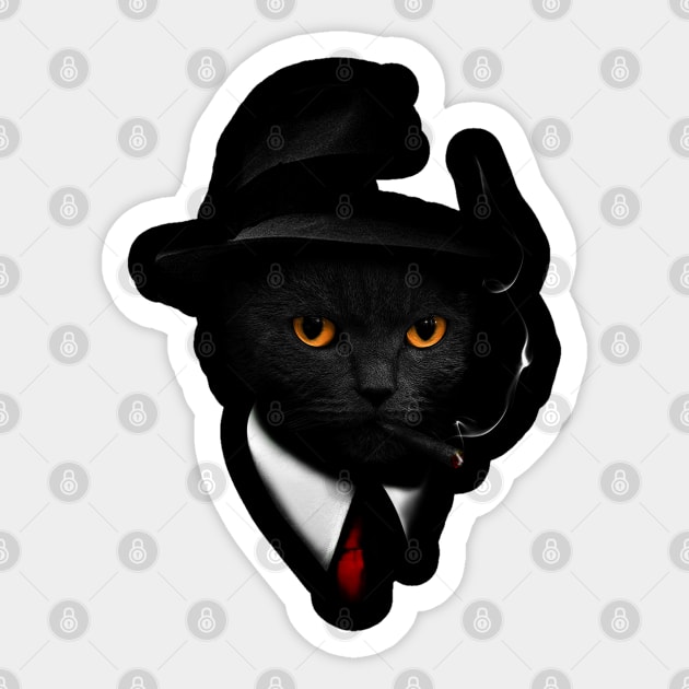 Agent Cat Sticker by clingcling